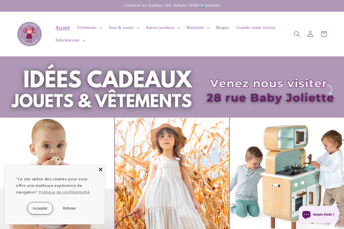 boutiquepetitesfleurs.com homepage screenshot