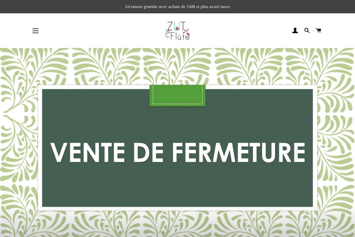 boutiquezutdeflute.com homepage screenshot