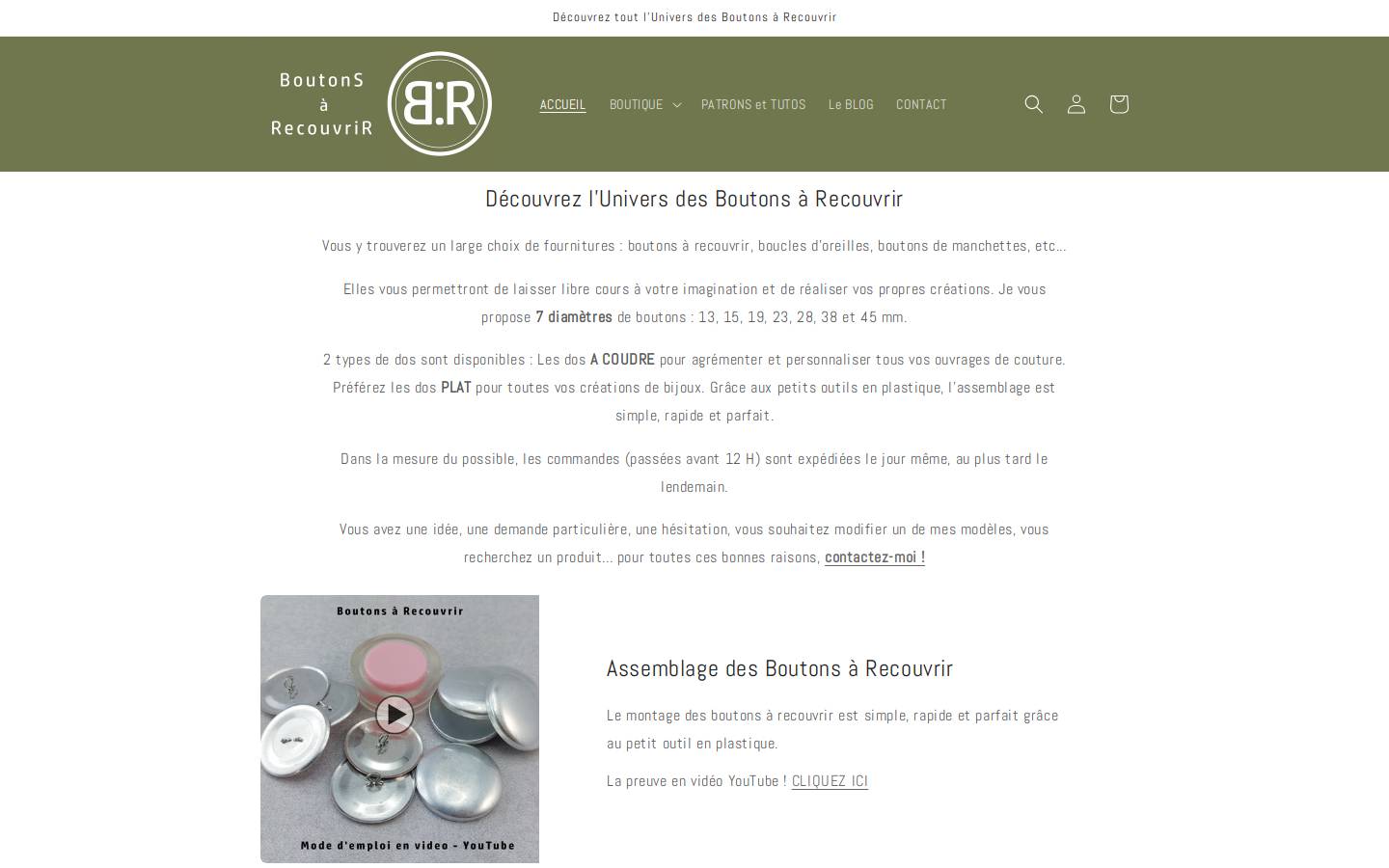 boutonsarecouvrir.com homepage screenshot