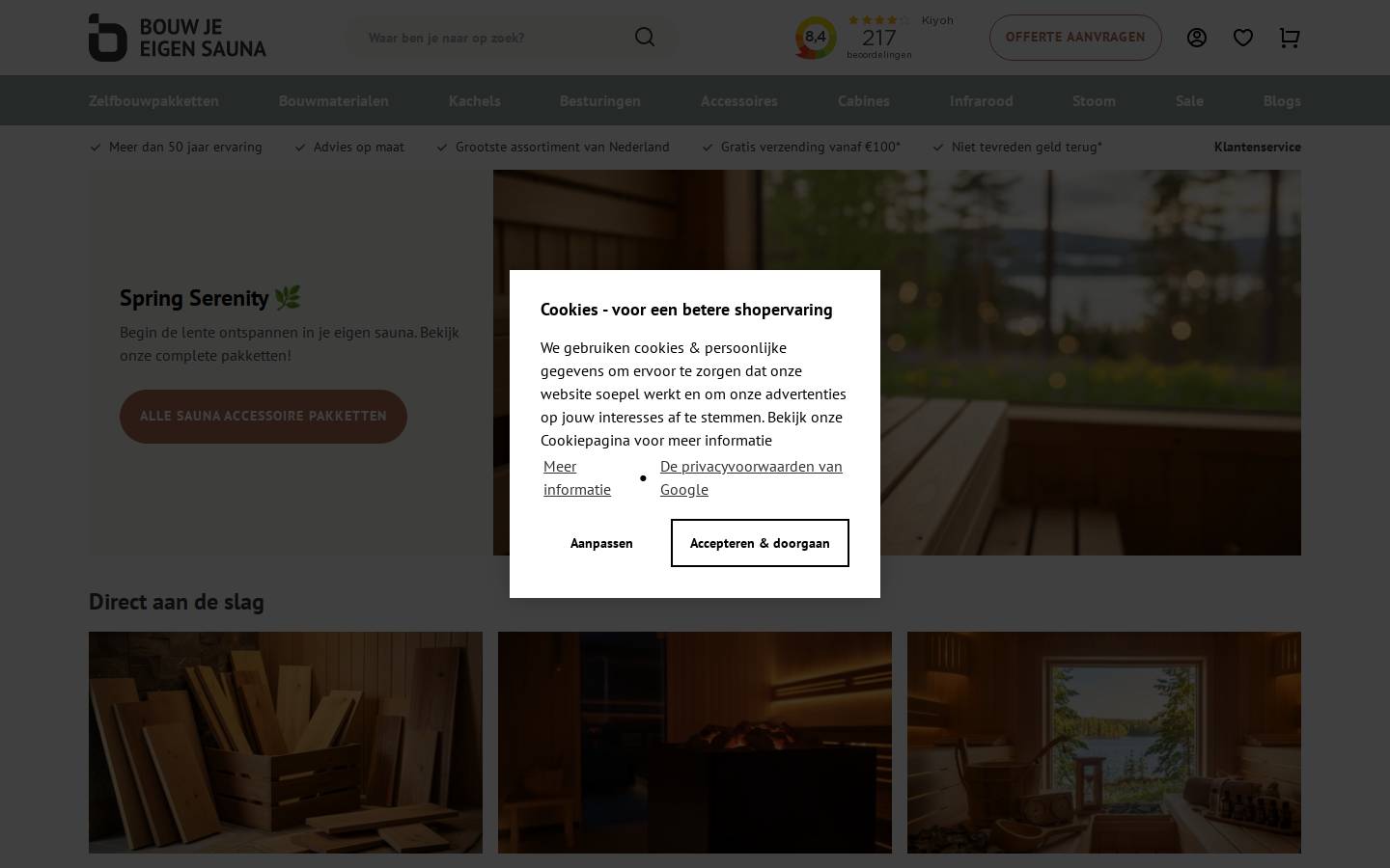 Bouwjeeigensauna.com homepage screenshot