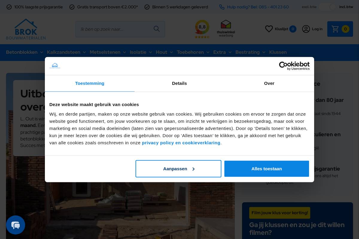 Bouwmaterialenkopen homepage screenshot