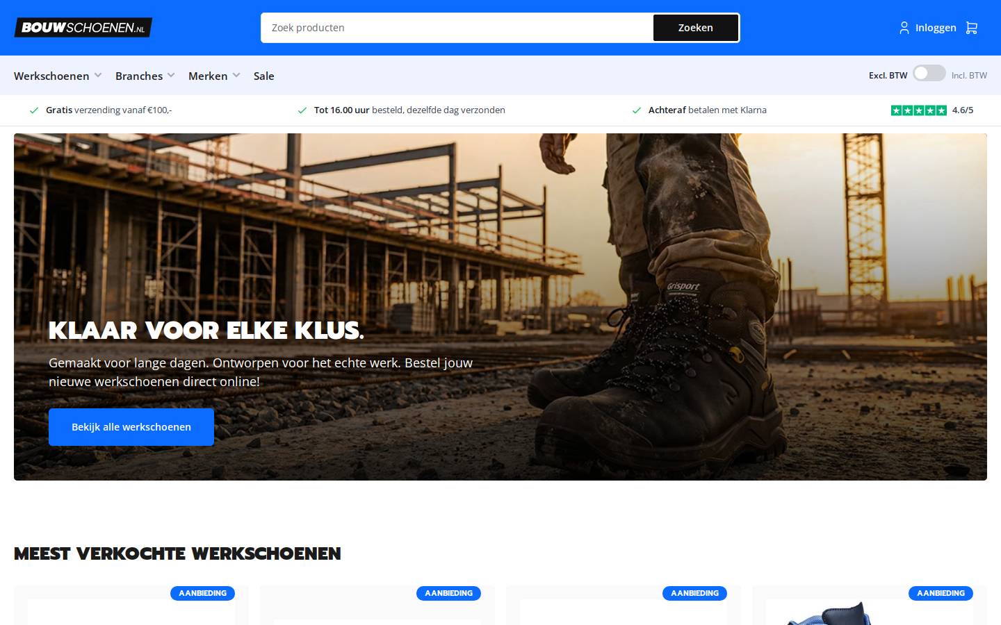 bouwschoenen.com homepage screenshot