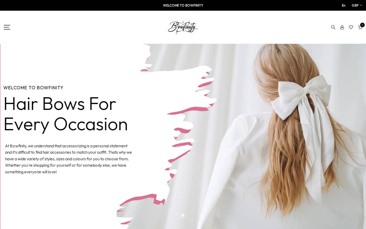 bowfinity.com homepage screenshot