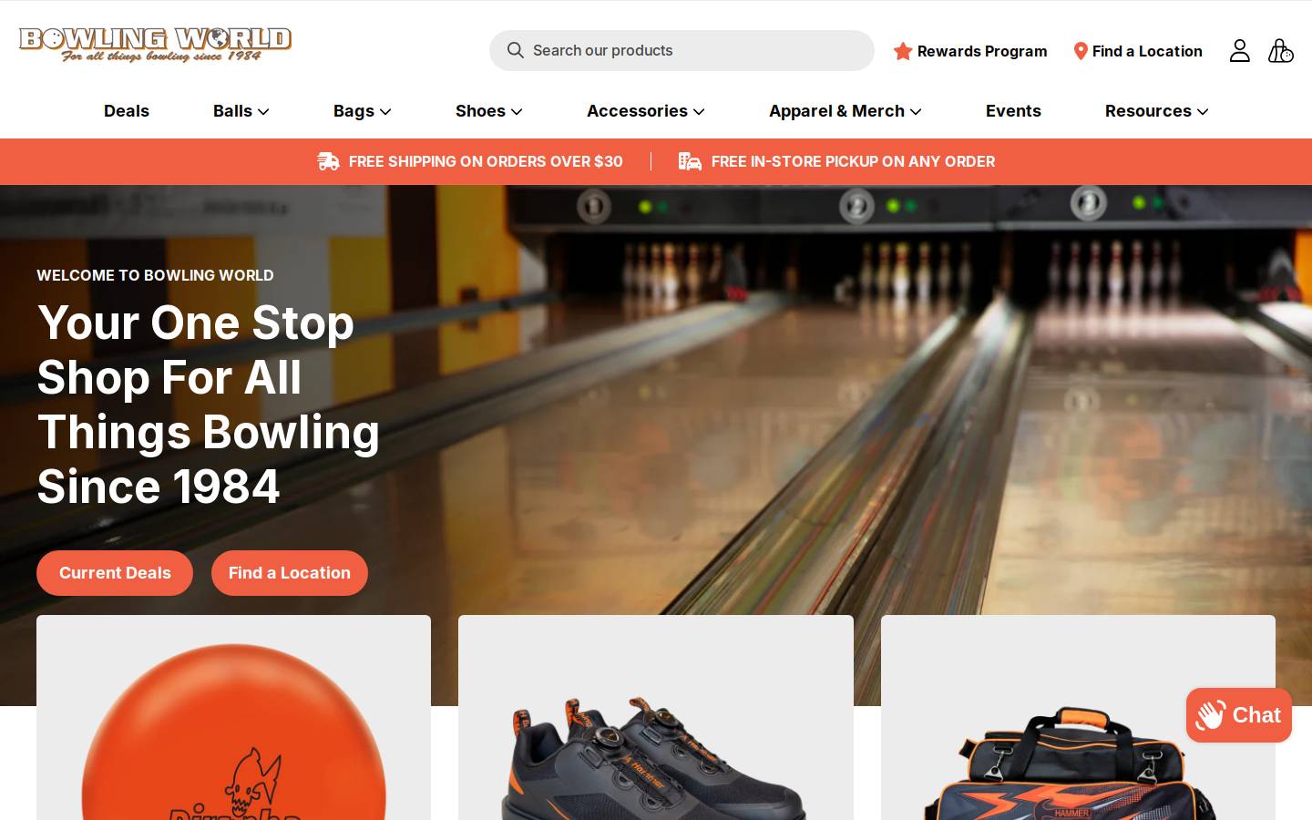 bowlingworld.com homepage screenshot