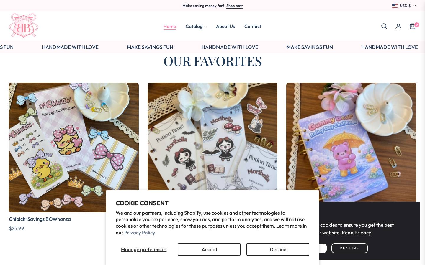 bowsandbudgets.com homepage screenshot