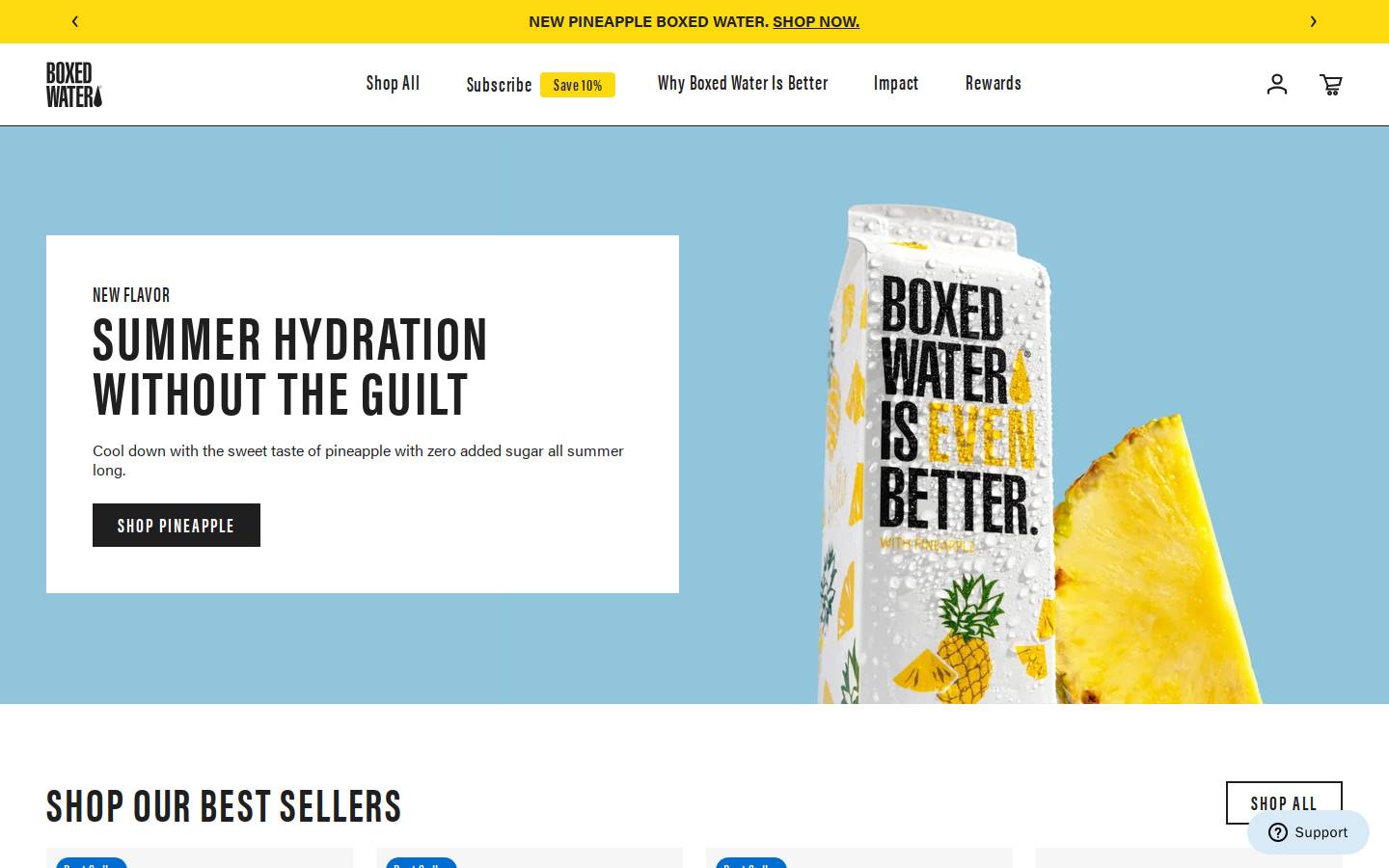 Boxed Water is Better homepage screenshot