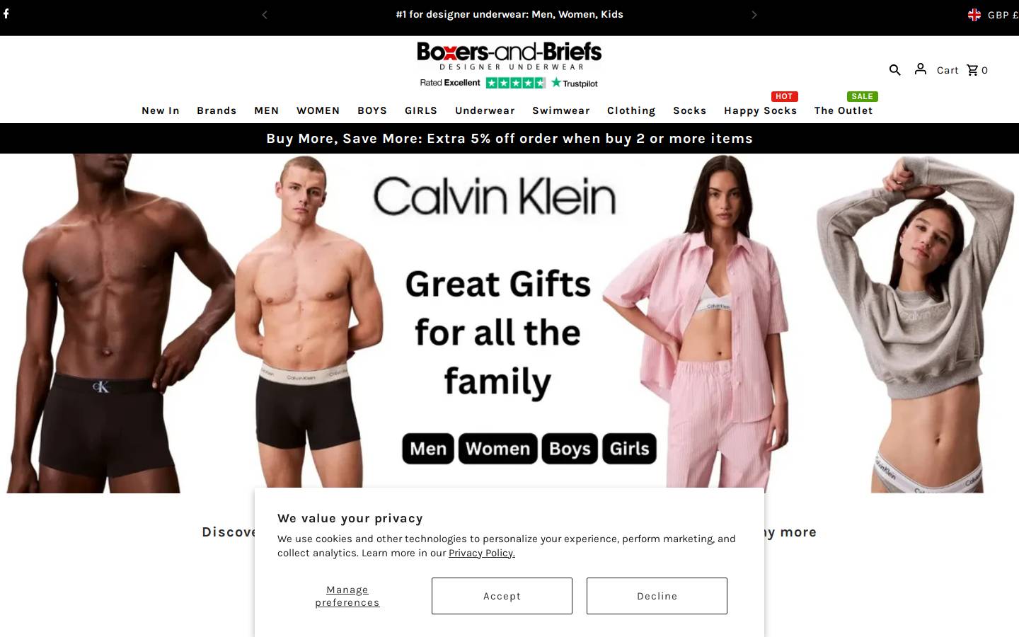 Boxers & Briefs homepage screenshot