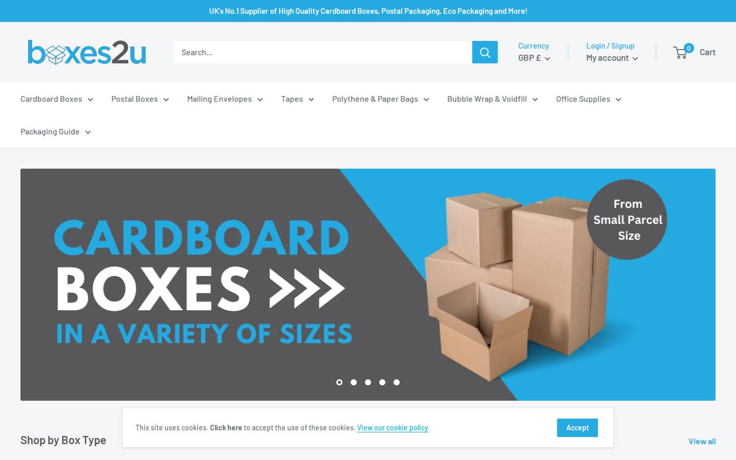 Boxes2u homepage screenshot