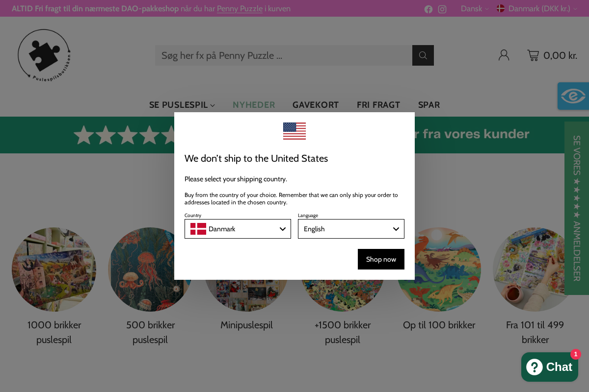 Puslespilsbutikken i ❤️ af Helsingør homepage screenshot