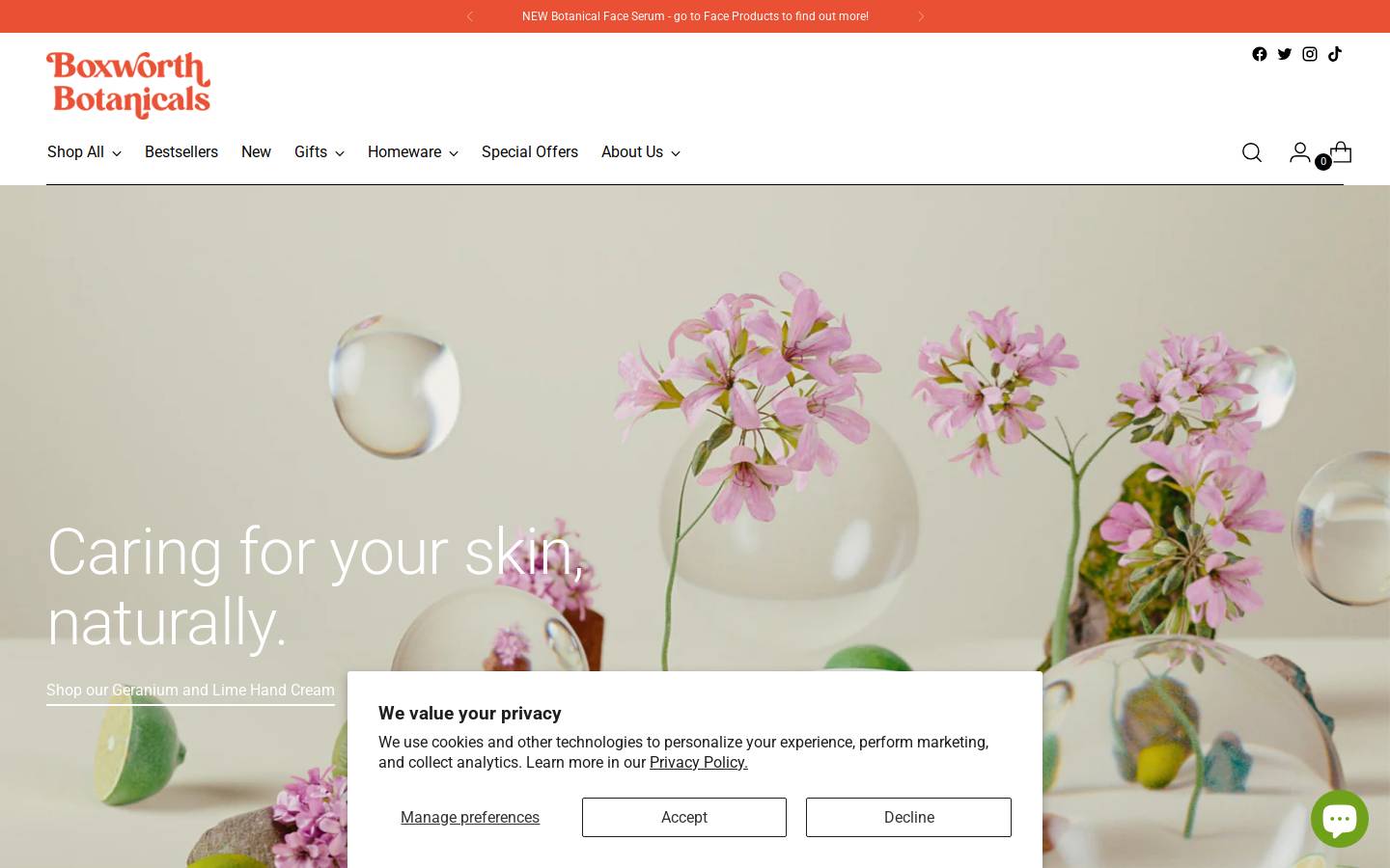 boxworthbotanicals.com homepage screenshot