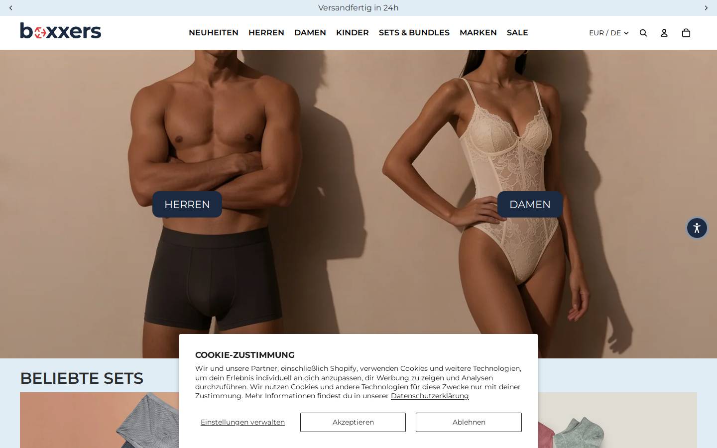 Boxxers homepage screenshot