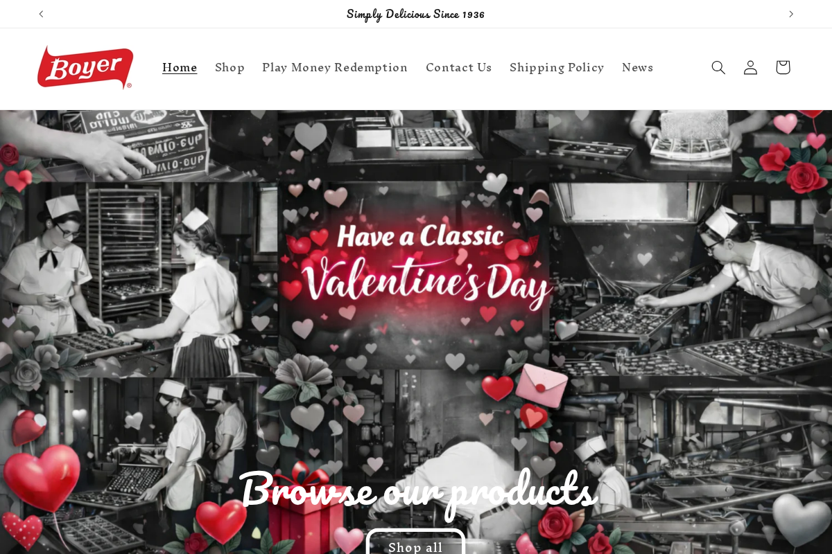 Boyer Candy homepage screenshot