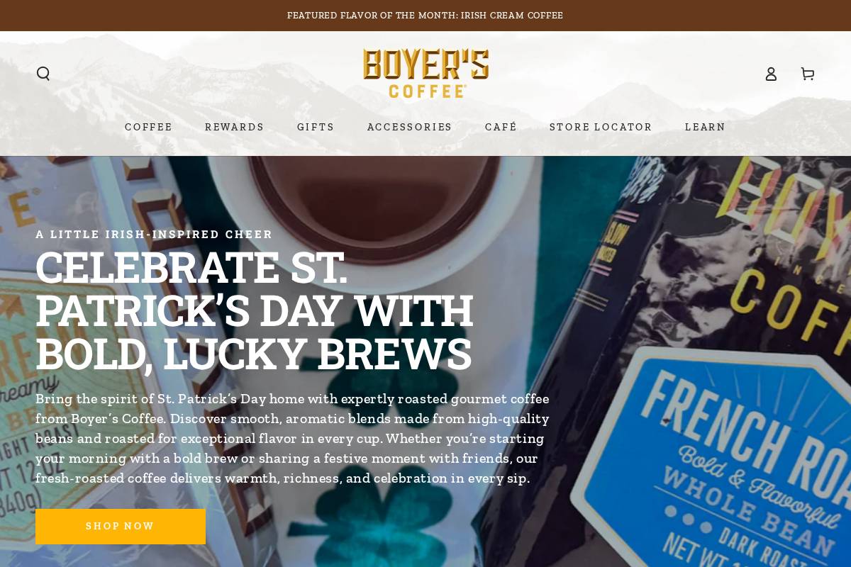 Boyer's Coffee homepage screenshot