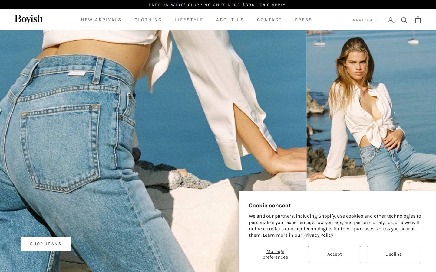 boyish.com homepage screenshot