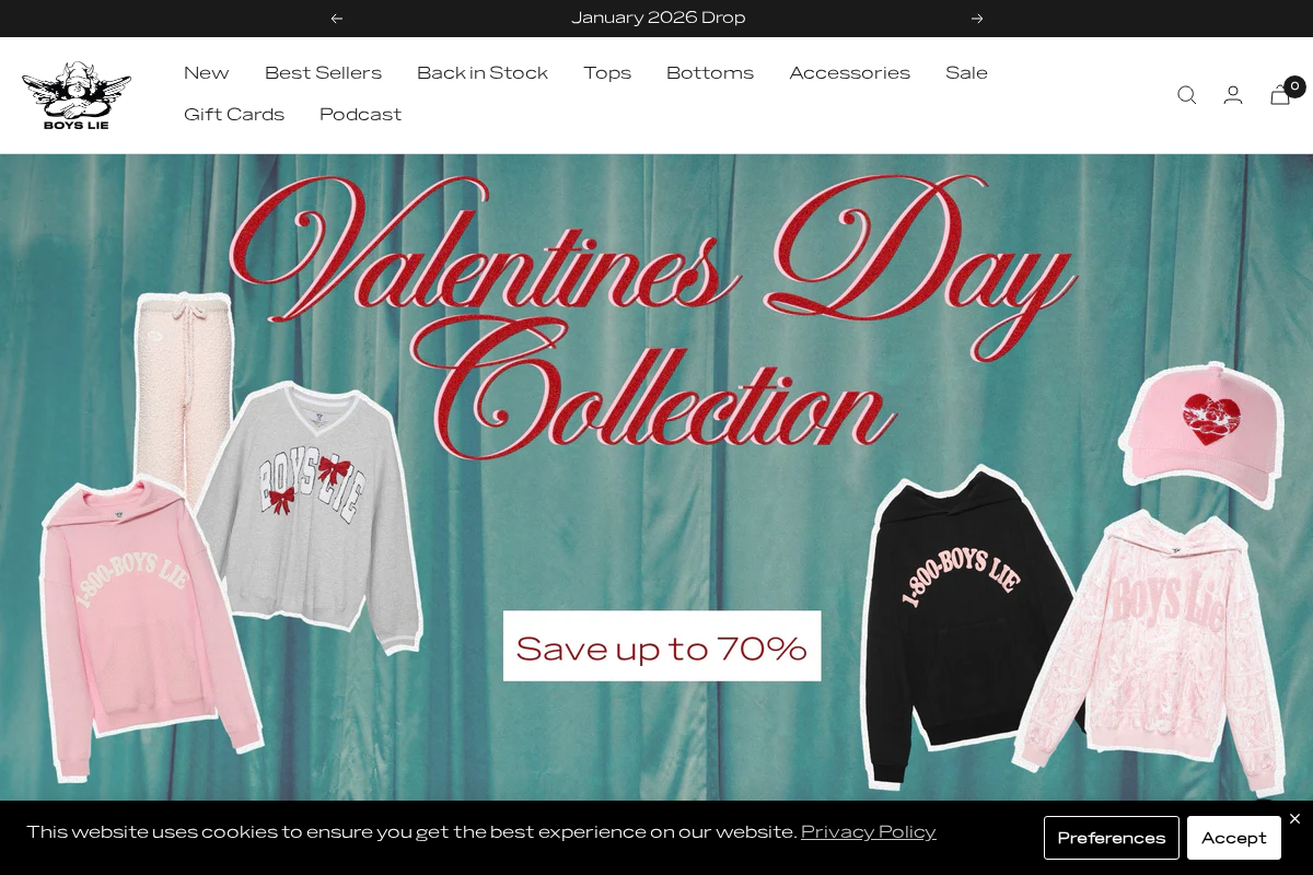 Boys Lie homepage screenshot