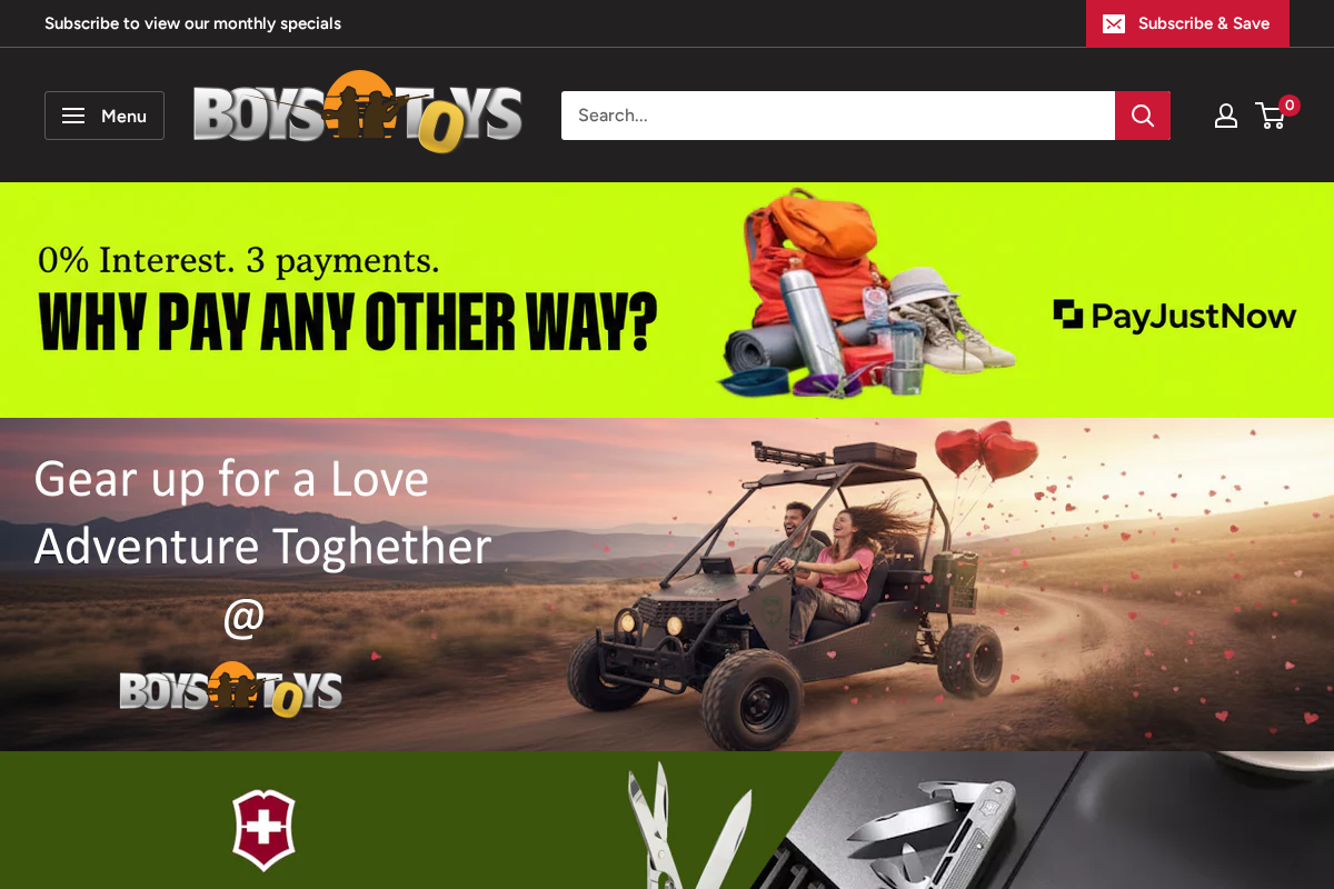 BoysToys homepage screenshot