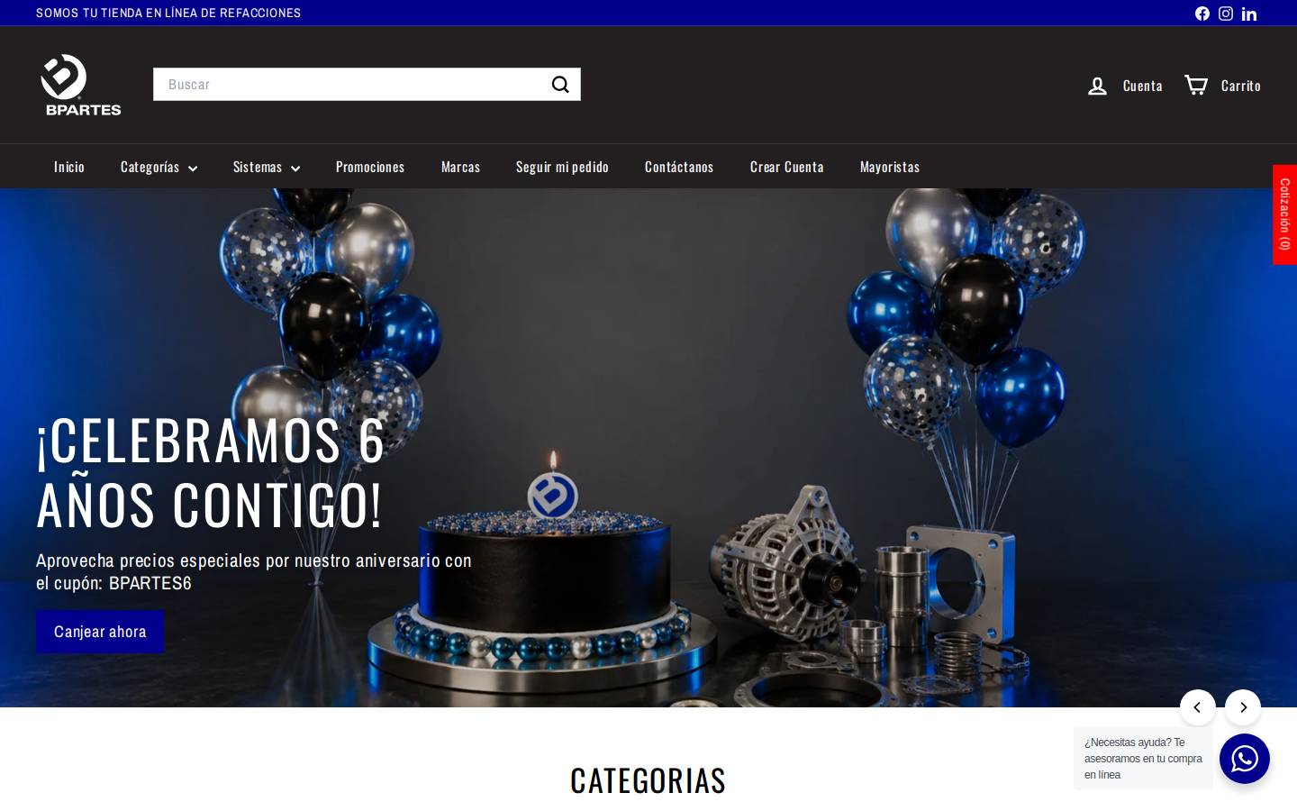 bpartes.com.mx homepage screenshot
