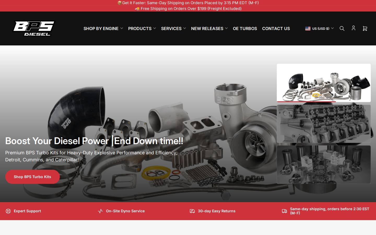 bpsdiesel.com homepage screenshot