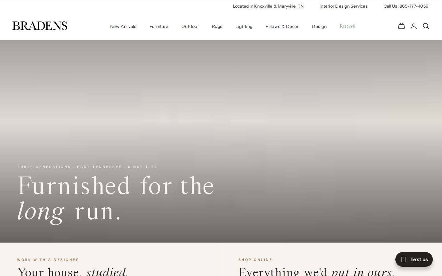 bradens.com homepage screenshot