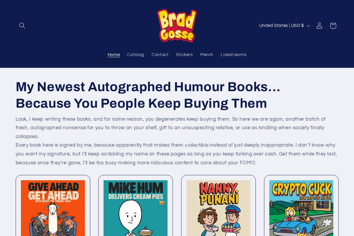 bradgosse.com homepage screenshot