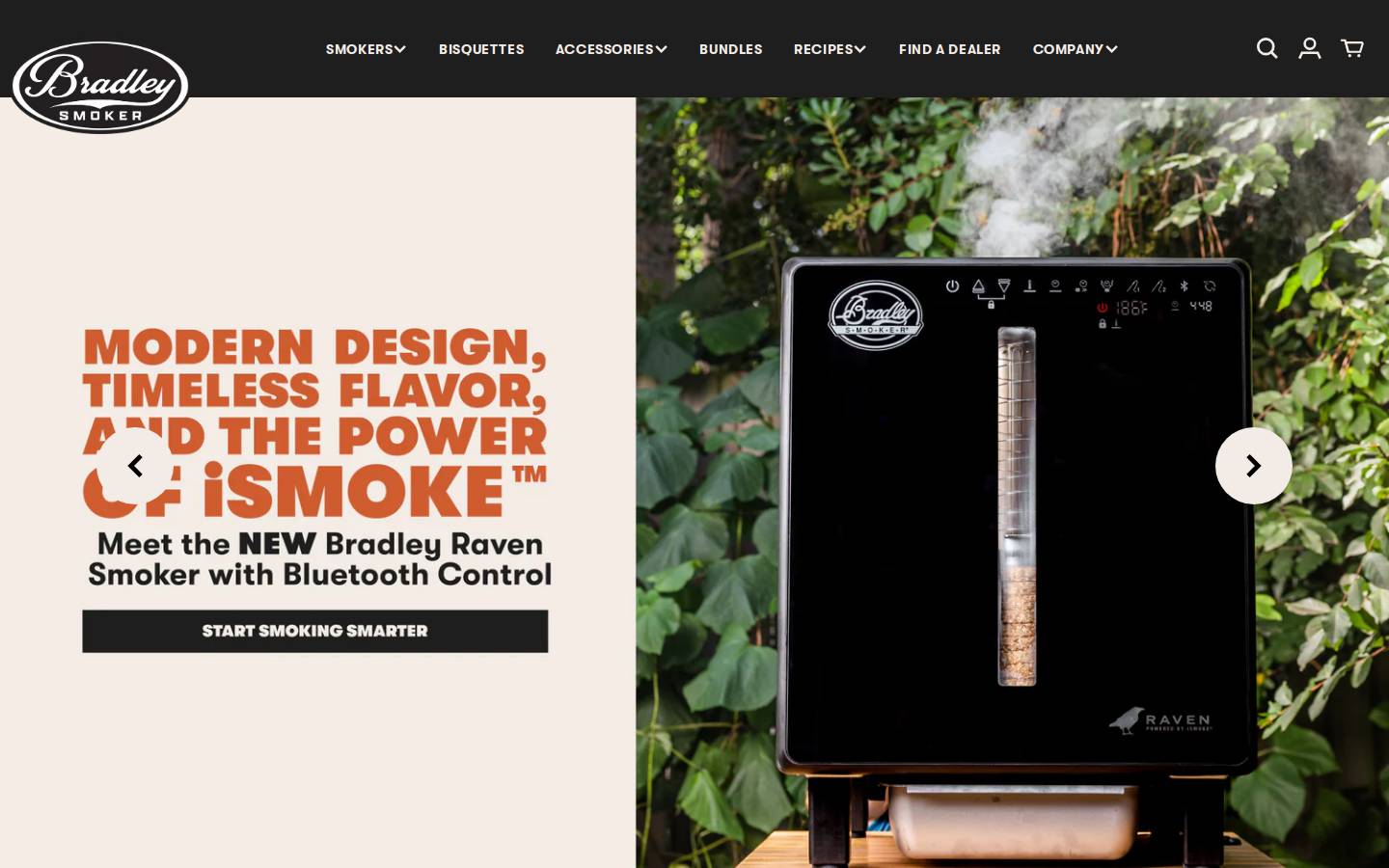 Bradleysmoker homepage screenshot