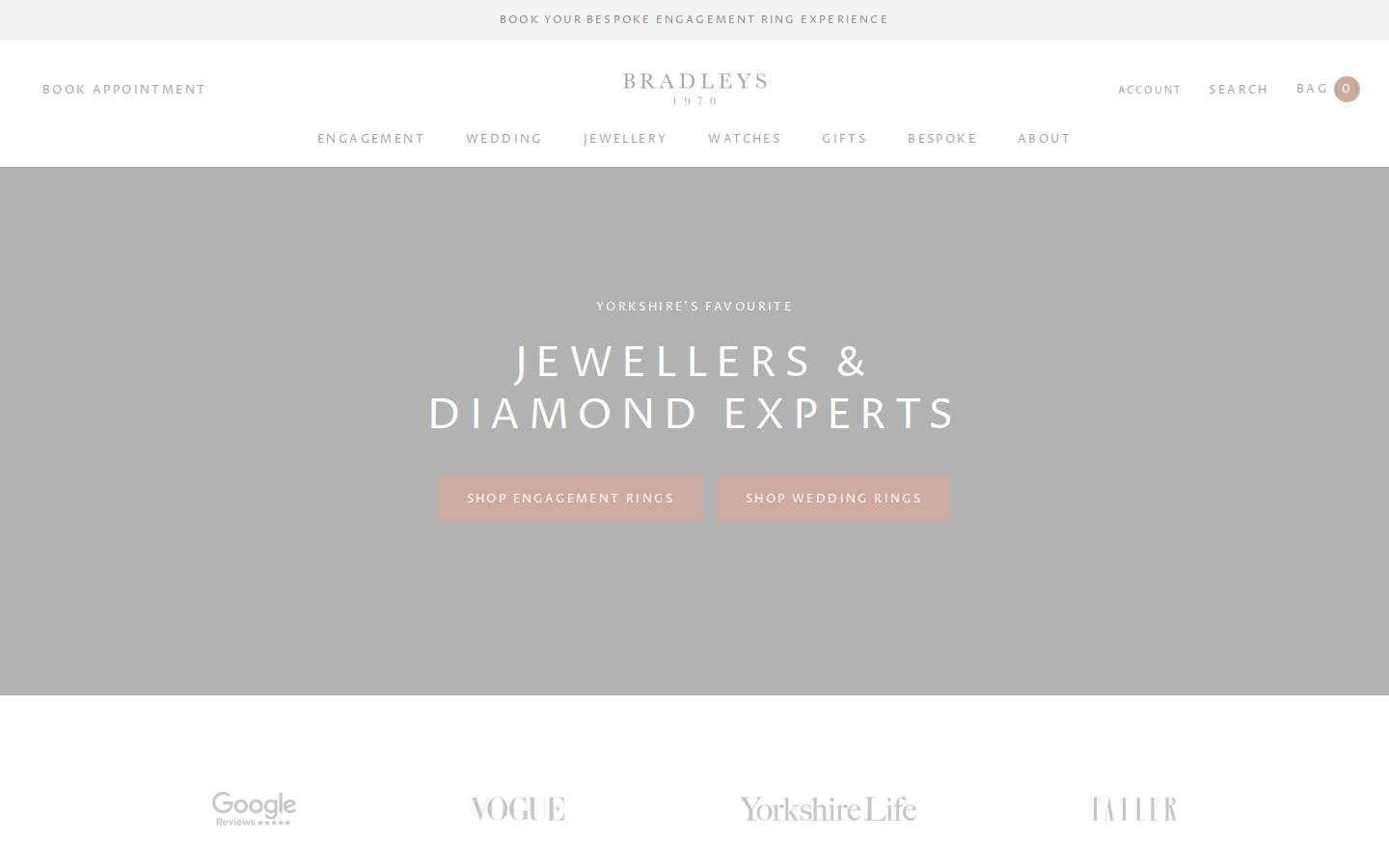 Bradleys The Jewellers homepage screenshot