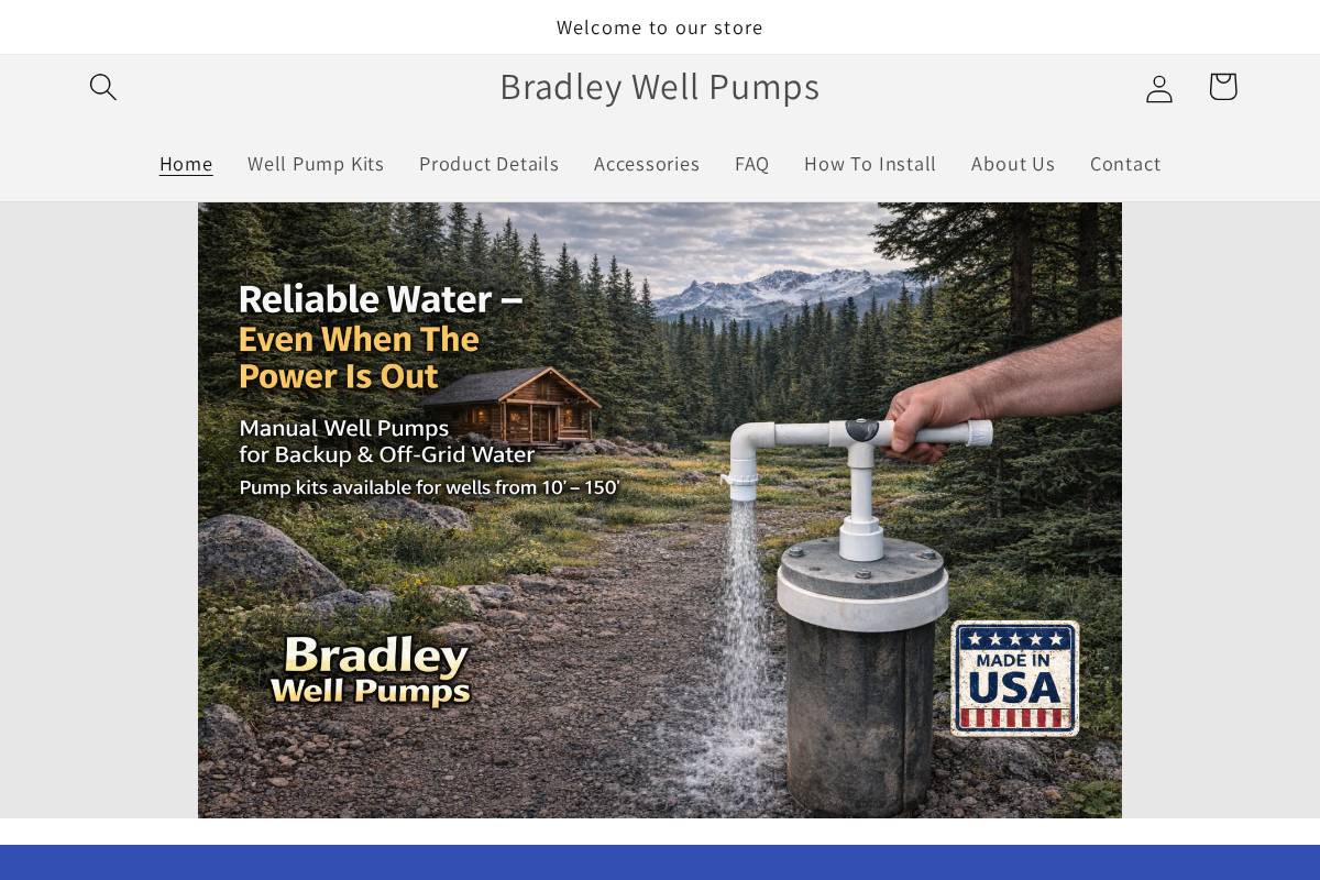 bradleywellpumps.com homepage screenshot