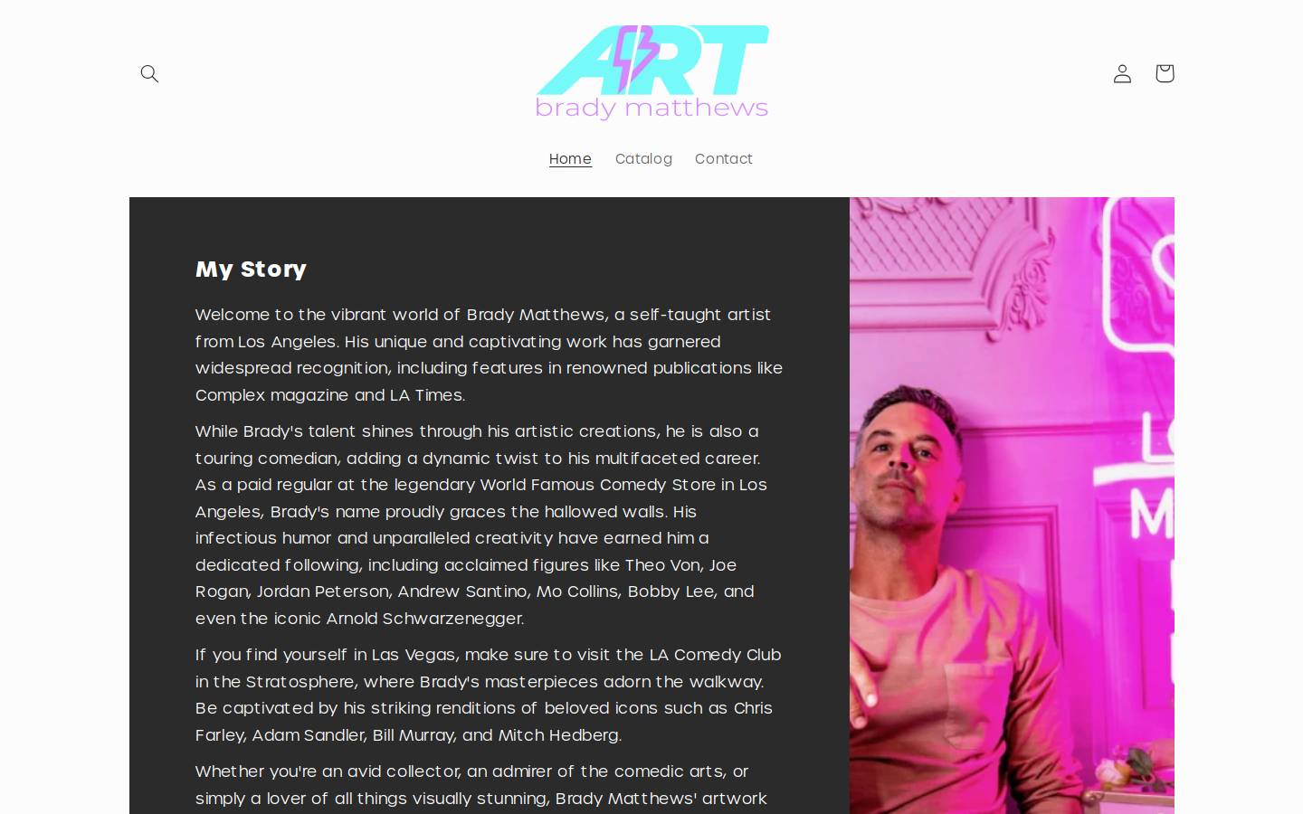 bradymatthewsart.com homepage screenshot