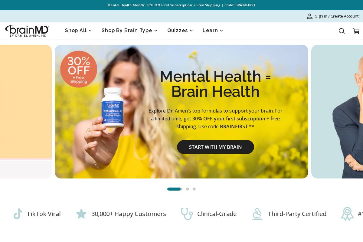 BrainMD homepage screenshot