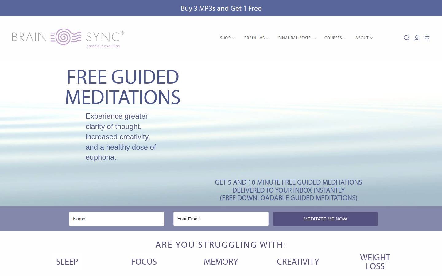 brainsync.com homepage screenshot