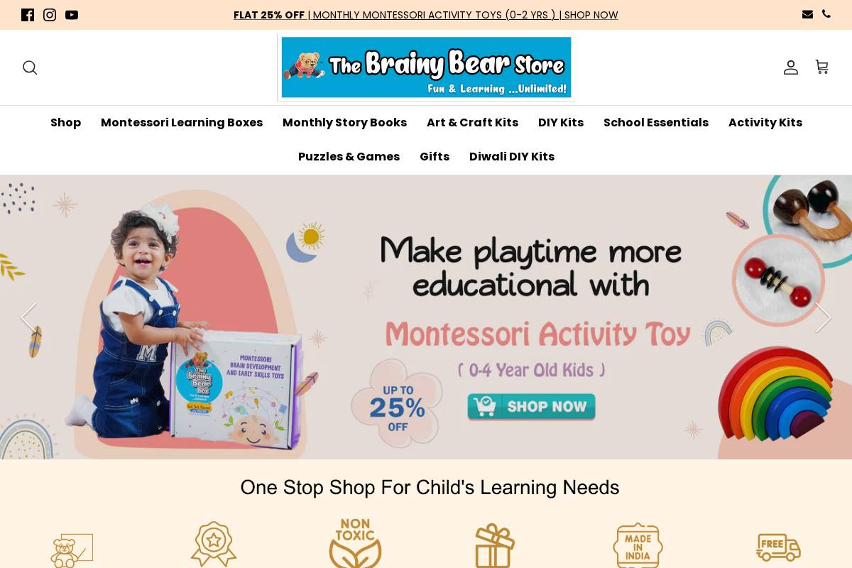 brainybearstore.com homepage screenshot