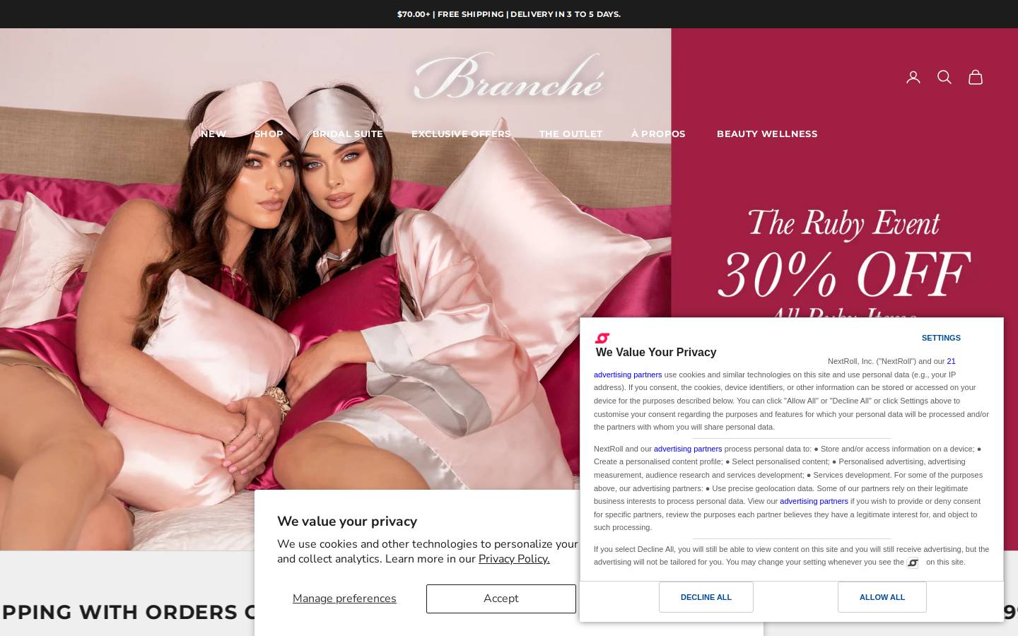 branchebeauty.com homepage screenshot
