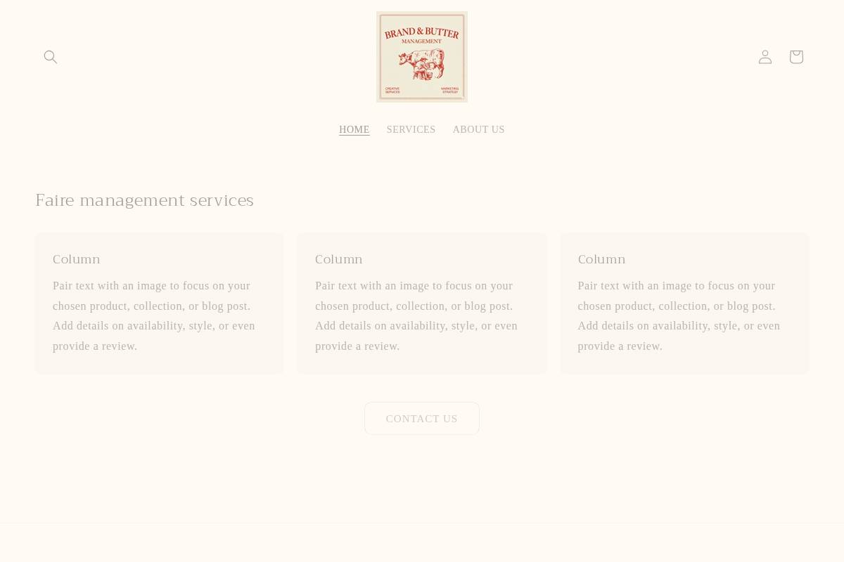 brandandbuttermanagement.com homepage screenshot