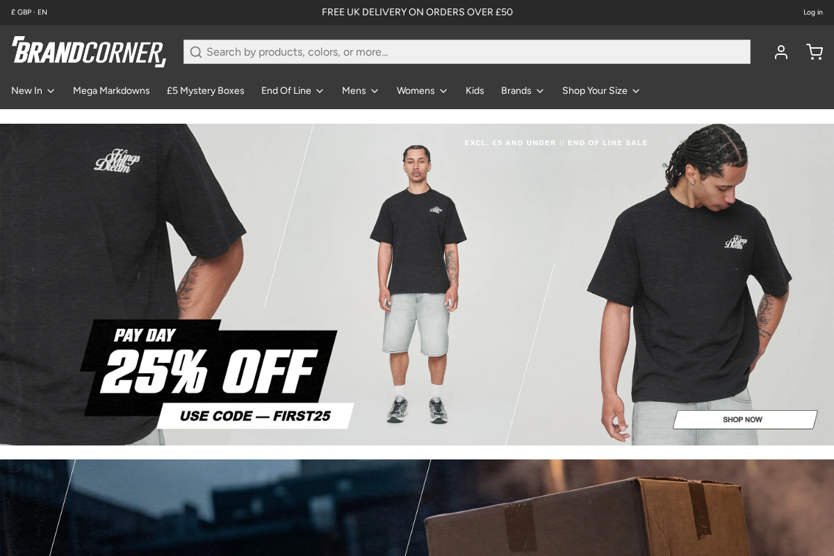 Brand Corner homepage screenshot