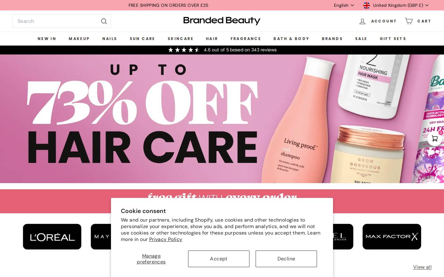 Branded Beauty homepage screenshot