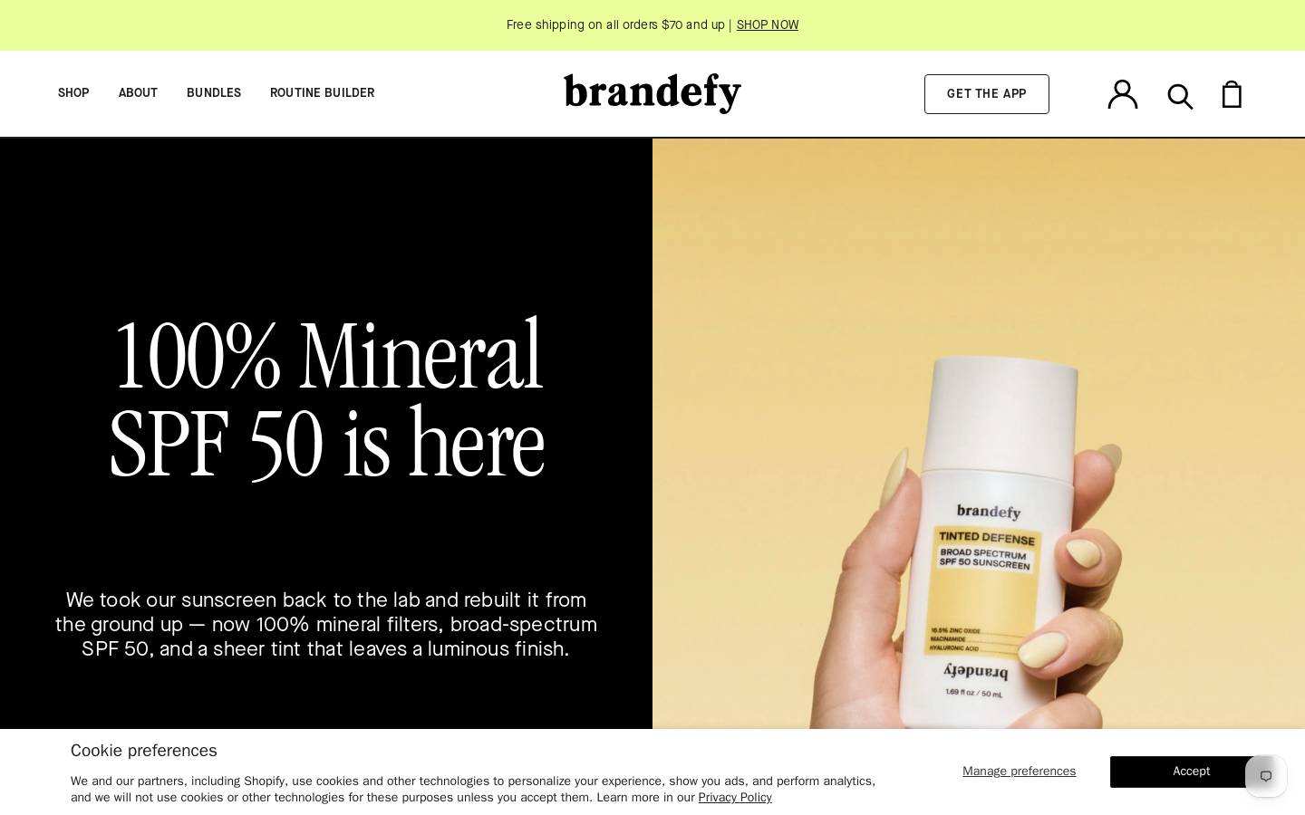 brandefyskin.com homepage screenshot