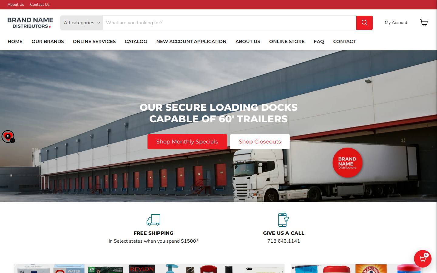brandnamedistributors.com homepage screenshot