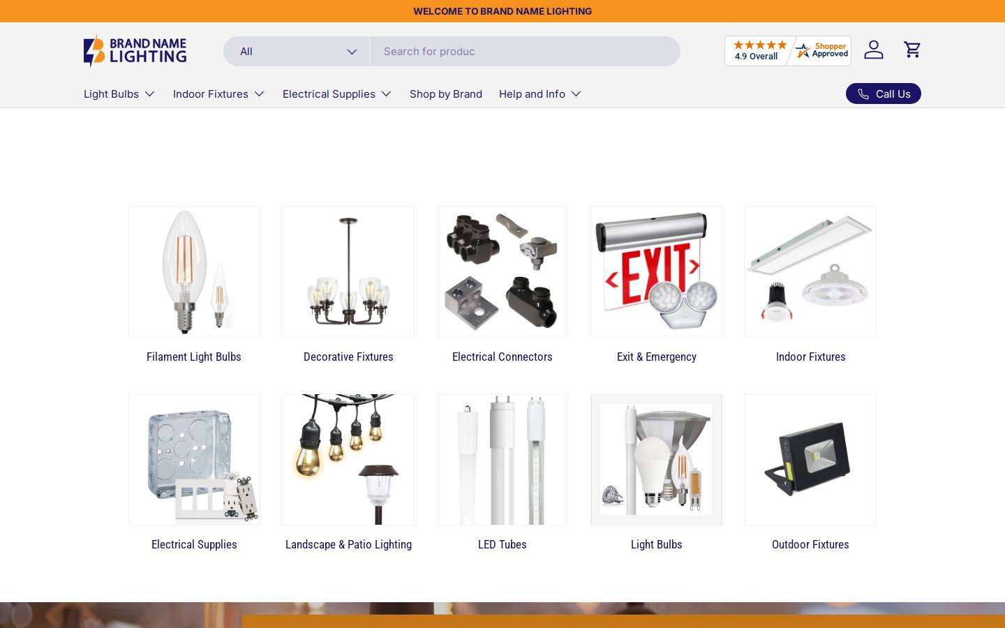Brand Name Lighting homepage screenshot