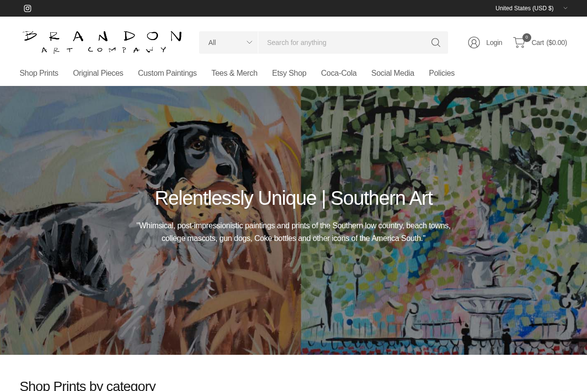 brandonartco.com homepage screenshot