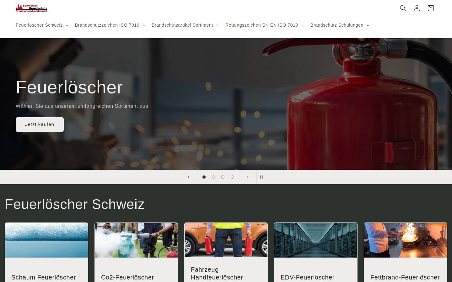 brandschutzshop.ch homepage screenshot