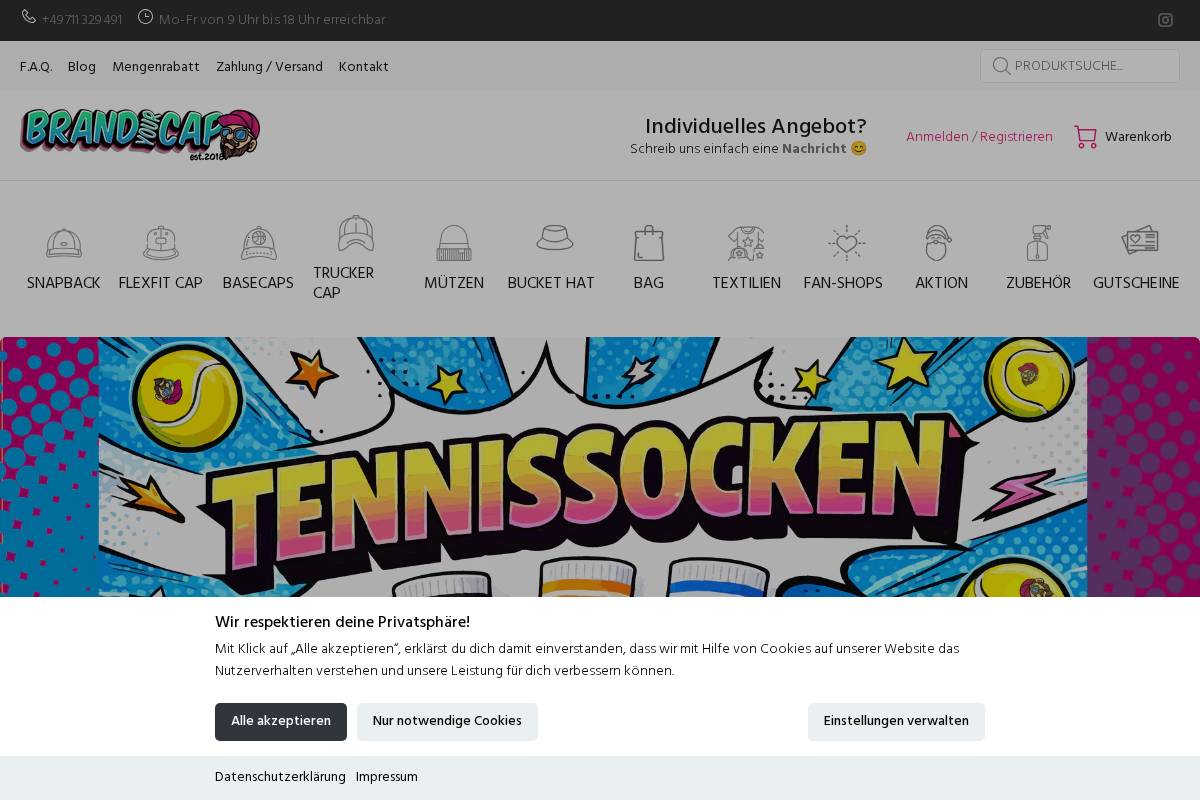 Brandyourcap homepage screenshot