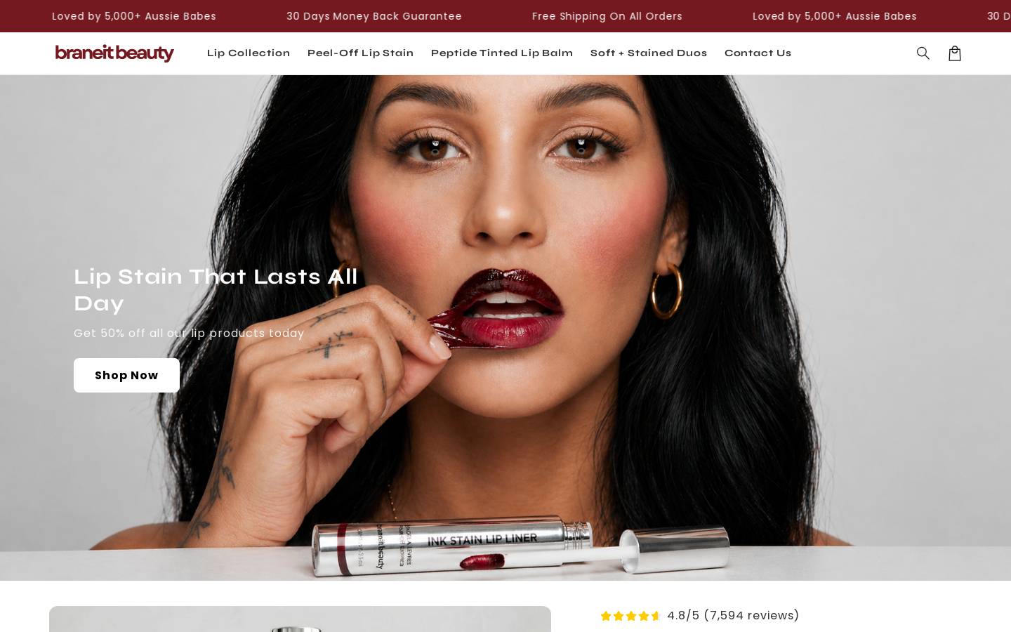 braneitbeauty.com homepage screenshot