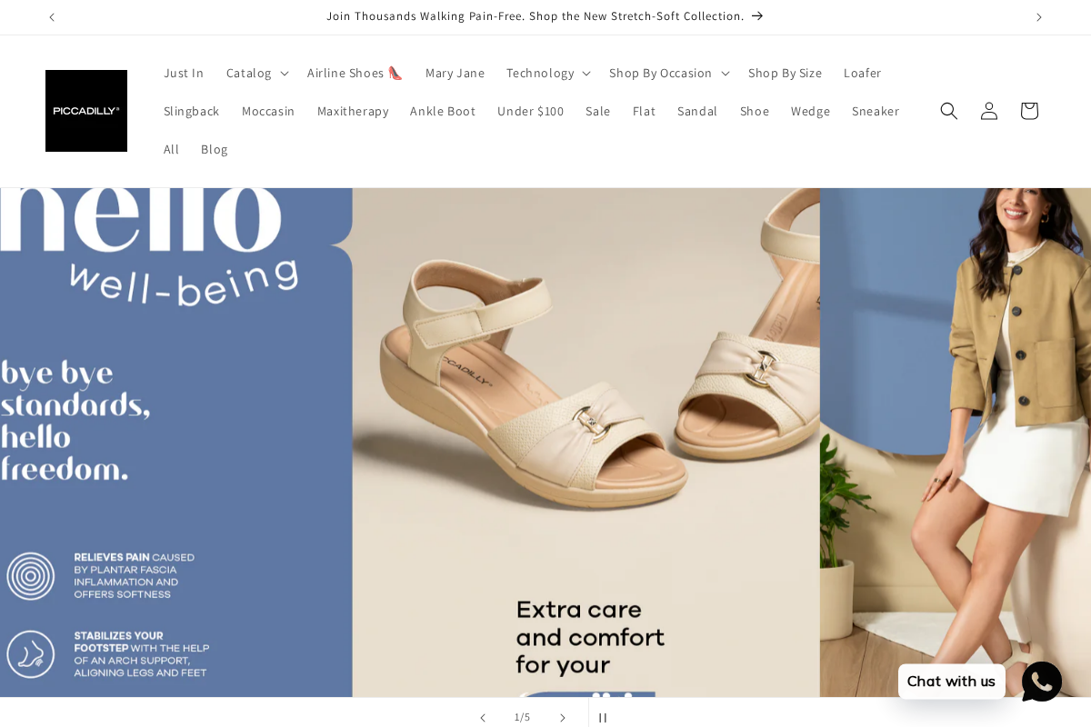 Piccadilly Shoes US homepage screenshot