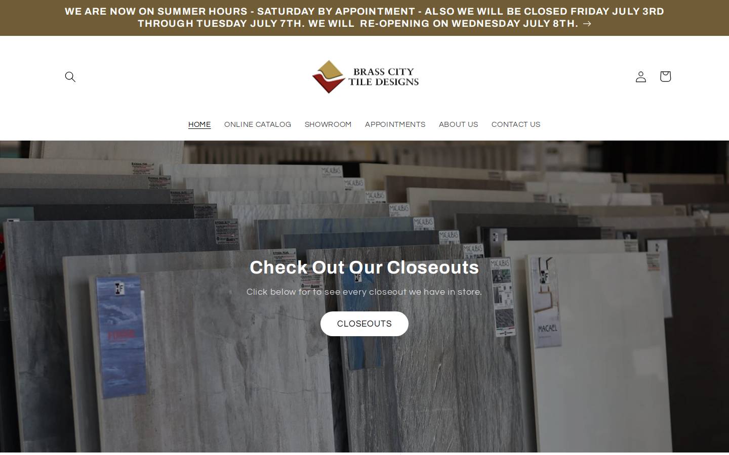 brasscitytiledesigns.com homepage screenshot