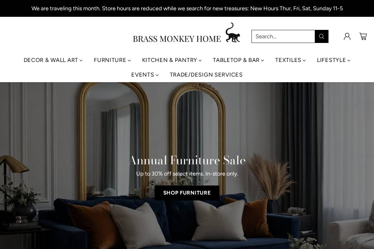 brassmonkeyhome.com homepage screenshot