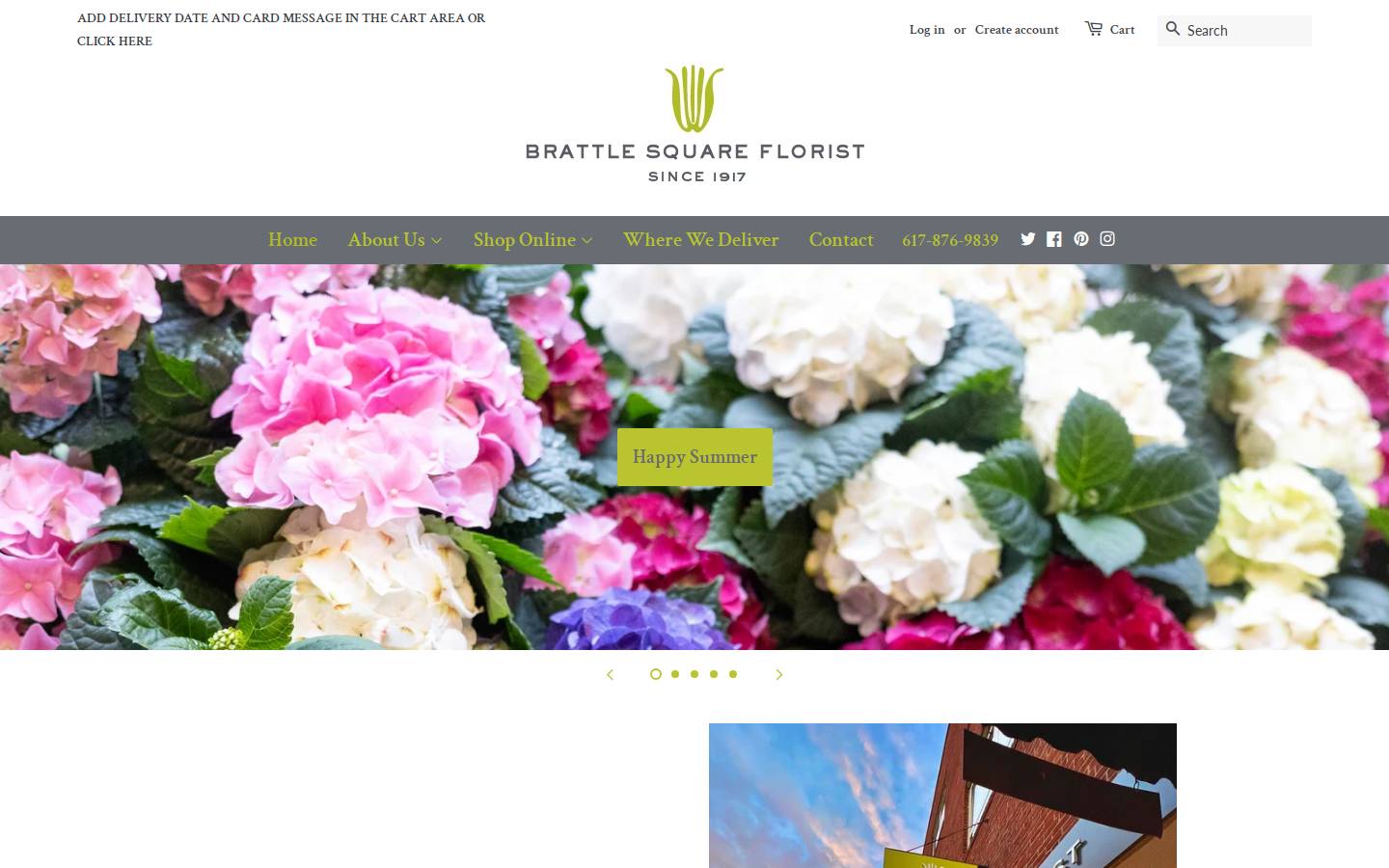 brattlesquareflorist.com homepage screenshot