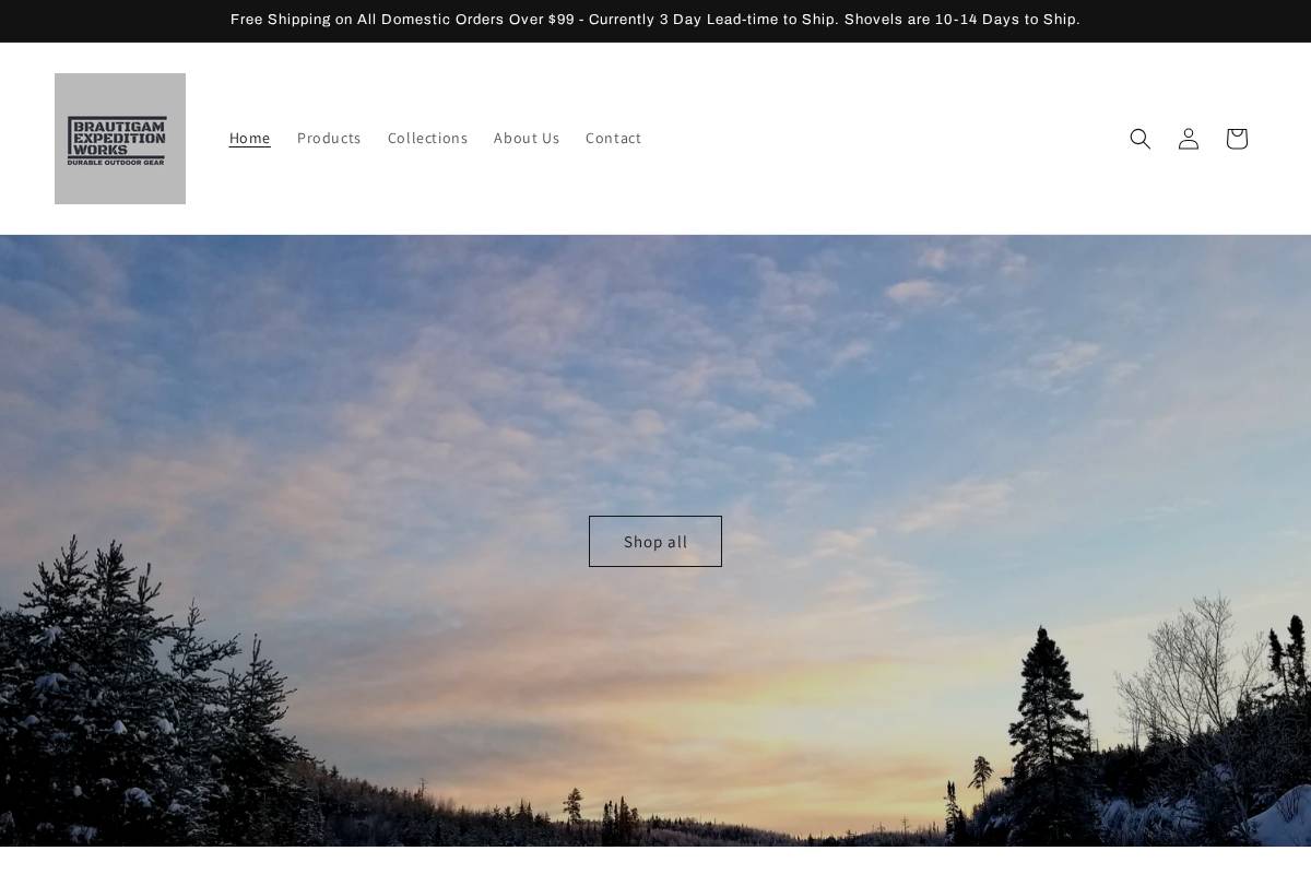 brautigamexpeditionworks.com homepage screenshot