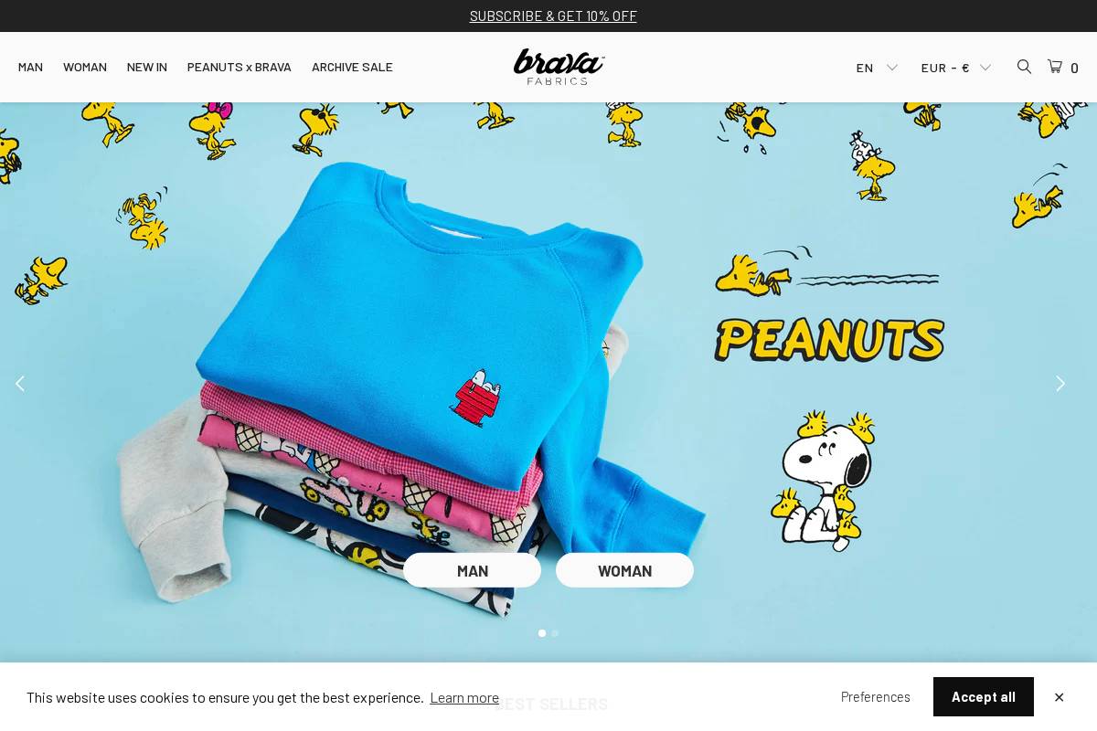 Brava Fabrics homepage screenshot