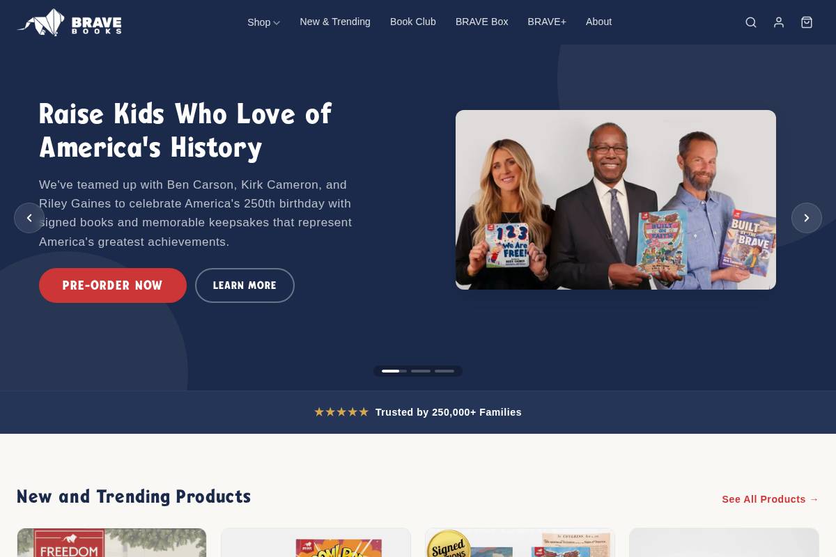 bravebooks.com homepage screenshot