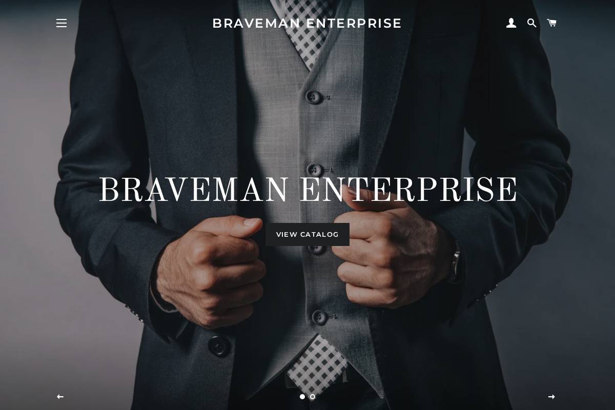 bravemansuitingco.com homepage screenshot